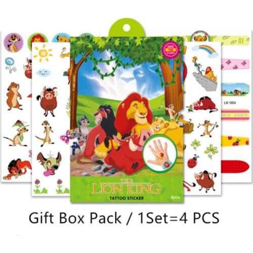 Disney Kids Temporary Tattoo Stickers Baby Girl Boy Toy Lion King Body Art Waterproof Tattoo Stickers With Gift Box