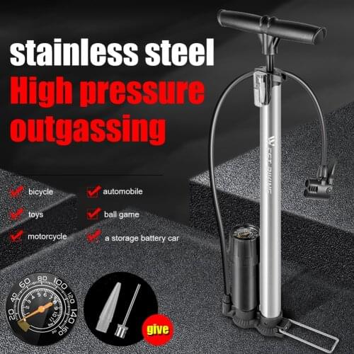 WEST BIKING 160PSI High Pressure Bicycle Pump Household Portable Cycling Inflator Foot Bomba de ar bicicleta Bike Tire Inflator