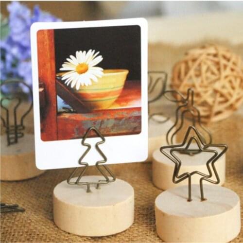 Wooden Crafts Creative Wooden Iron Clip Memo Folder Business Card Holder Home Decoration DIY Hand-Painted Accessories