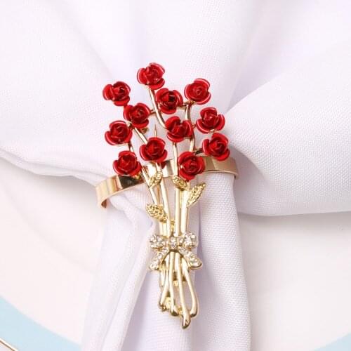 10pcs Valentines Day Series Rose Flower Napkin Button Napkin Ring Napkin Ring