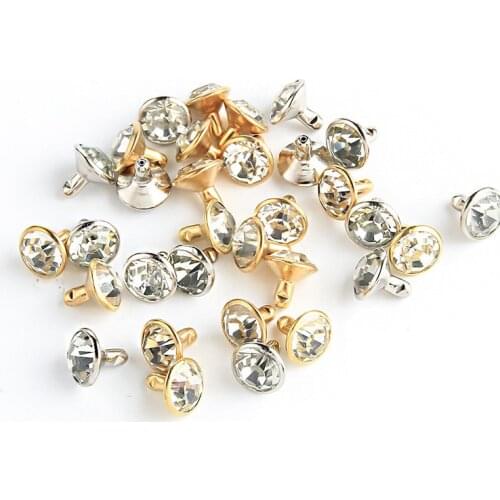 100Set Superflash Gold Silver Rhinestone Crystal Tube Rivets DIY Craft Garment Bag Leather Decor Garment Sewing Glass Drill Nail