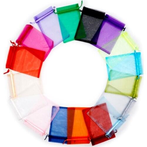 100pcs Wholesale Colorful Drawstring Organza Eyelash Packaging Bag Mascara Wands Applicators Makeup Lash Packing Baggie 6 Sizes