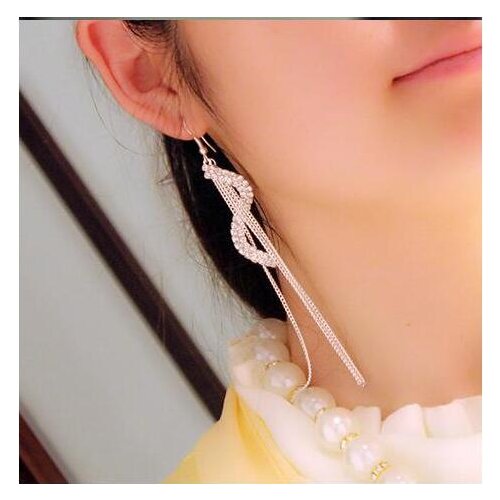 2021 New Korea Exaggerates S-Shaped Tassel Earrings Super Long Rhinestone Windmill Ear Line Jewelry for women Bohemia