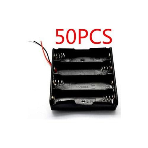 50pcs new 4x18650 Li-ion Battery Storage Plastic Clip Holder Case Box 8 Pin Contact Black (3.7V-14.8V) Battery Storage Boxes