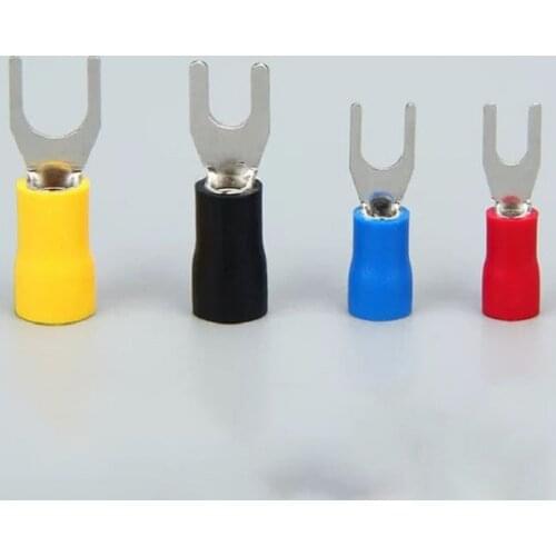 50PCS SV1.25-3 Furcate Cable Wire Connector Wire Crimp Terminals Furcate Pre-Insulating Fork Spade 22~16AWG SV1.25-3
