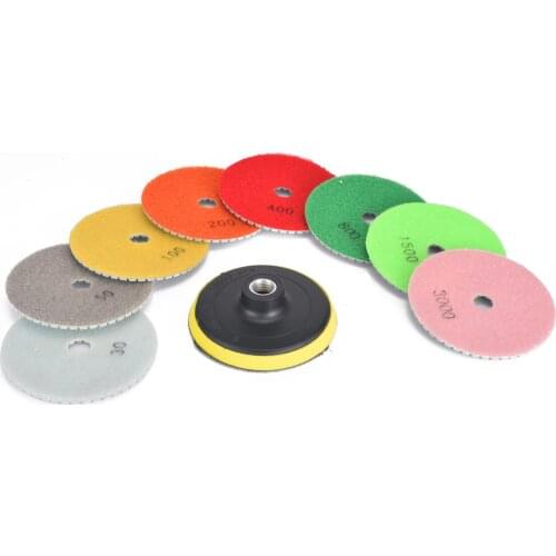 9pcs Wet Dry Diamond Polishing Pad 4 Inch With Backer Pad For Granite Stone Concrete Marble Polish Grinding Sanding Discs Set