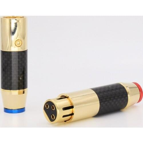 HIFI Balance Audio Plug XLR Male Female Gold plated Carbon Fiber Connector