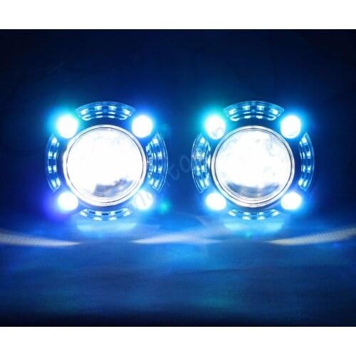 Car LED Headlights RGB Angel Eyes Cover Bluetooth App Auto Lens headlight 90W Hi/Lo Beam 3.0 Inches Projector Lamp H4 Q5 Kit