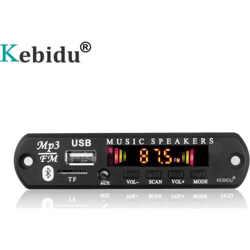 Kebidu Car Audio USB TF FM Radio Module Wireless Bluetooth 5V 12V MP3 WMA Decoder Board MP3 Player with Remote Control For Car