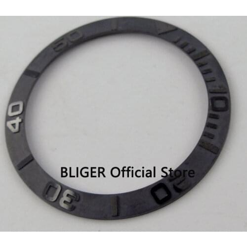 Bliger 38MM Black Ceramic Bezel Minutes Marks Insert Fit 40MM Sub Watch Automatic Movement Mens Watch Bezel BB33