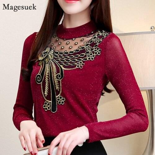 Spring Autumn New Long Sleeve Lace Blouse Top Plus Size Female Shirts Blouses Women Casual Office Ladies Tops Blusas Mujer 5569