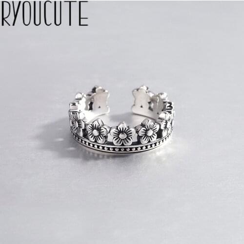 Bohemian Vintage Silver Color Crown Rings for Women Bijoux Gift Female Adjustable Size Finger Rings Anillos Wholesale