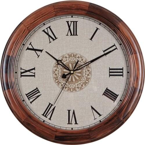 Solid Wood Wall Clock Retro Silent Clock Mechanism American Living Room Shabby Chic Wall Watches Home Decor Farmhouse Decor