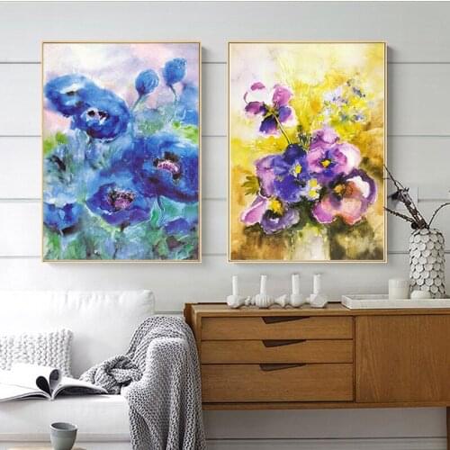 Flower Watercolor Living Room Picture Decorative Print Home Decor Wall Art Nordic Canvas Oil Painting Abstract Impression Poster