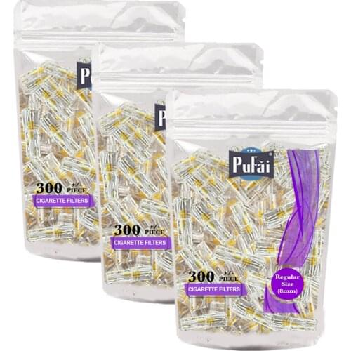 Pufai Cigarette Filters Regular Type Compatible 8mm Trap Tar Holder 900 Pieces 3 Packs
