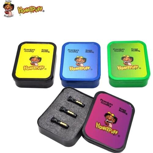 HONEYPUFF 3 x Glass Reusable Cigarette Rolling Filter Tips Mouth Tips+1 Plastic Tobacco Box Stash Box Cones Maker