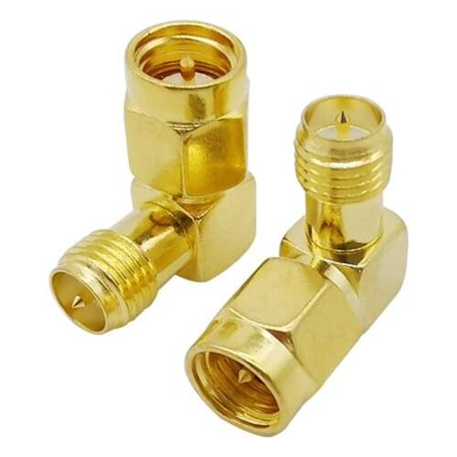 2Pcs RP SMA Female Jack to SMA Male Plug Right Angle 90 Degree RF Coaxial Adapter L Shape SMA Connector for WIFI Antenna FPV