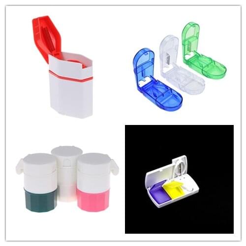 Pill Cutter Box Portable Convenient Storage Box Tablet Cutter Splitter Medicine Pill Holder Pill Cutter Pill box 4 Style