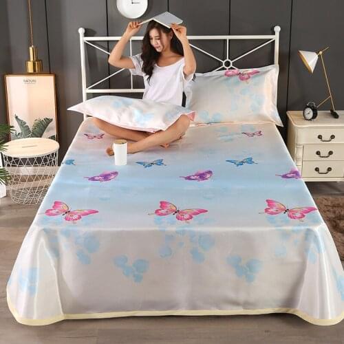 Summer bedspread 3pcs/set 1pc bed sheet + 2 pillowcase butterfly Bed cover American style bedsheets set Cool sleeping mat