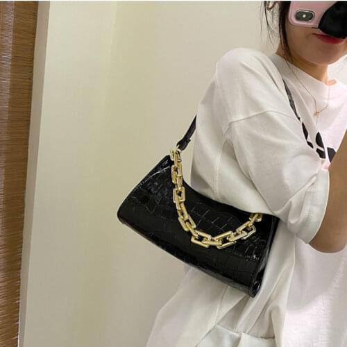 Fashion Exquisite Shopping Bag Retro Casual Women Totes Shoulder Bags Female Leather Solid Color Chain Handbag for Women 2021