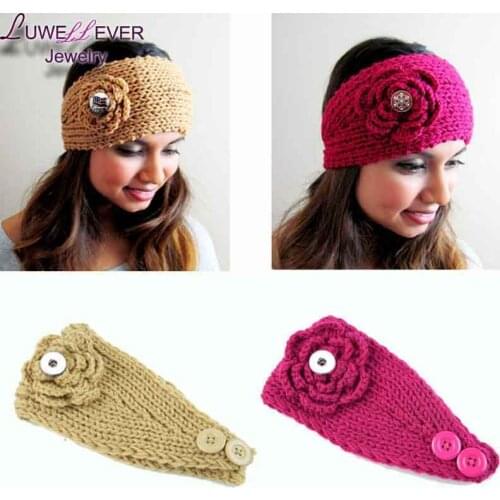 Fashion Winter 9 Colors Flower Fit 18mm Snap Button Knitted Hat Charms Fashion Jewelry For Women Teenagers Girl Christmas Gift