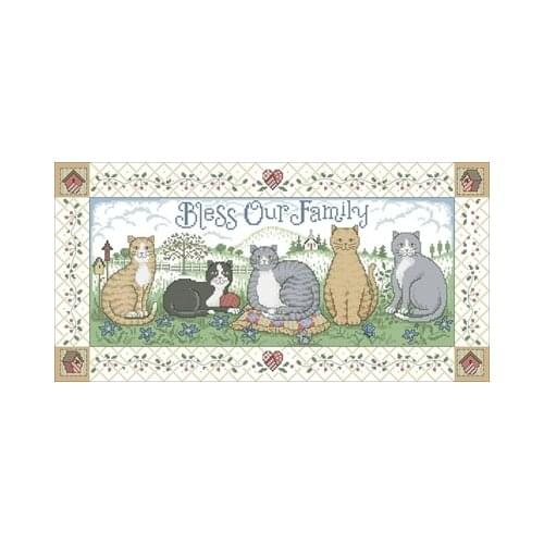 -cartoon-our family cat family Needlework,For Embroidery,DIY 14CT Unprinted Arts Cross stitch kits Set Cross-Stitching