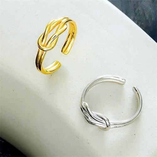 2021 New Fashion Personality Design INS Double Knot Ring Simple Smooth Woven Open Index Finger Ring Women Party Jewelry J01196