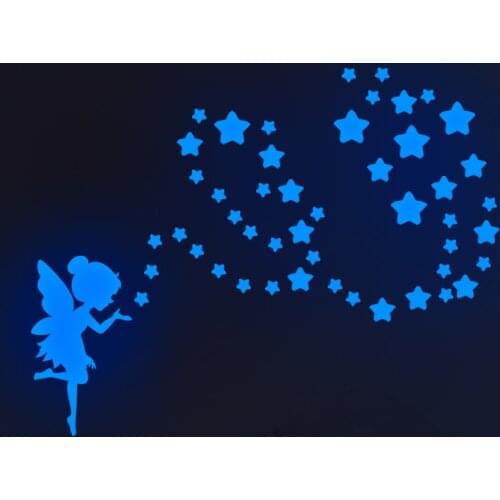 New Creative Little Fairy Moon Stars Luminous Wall Stickers for Baby Kids Room Childrens Room Decoration Stickers Wallpaper