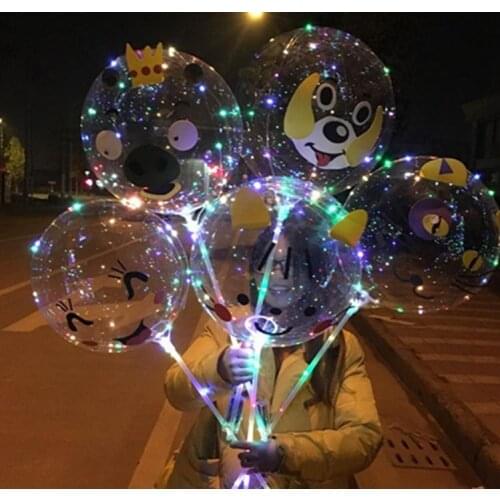 New Style LED Bobo Balloon Hand-held Cartoon Animals Balloon With 3M LED light Wire DIY Decoration balloon 100set SN302