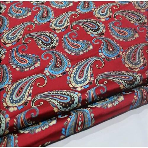 HLQON 75cm width brocade lute flower red color fabric for patchwork felt tissue bed sheet cheongsam dress children coat