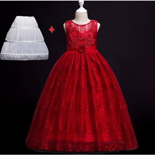 New Girl Pageant Dresses First Communion Dress Kids Wedding Party Gown Birthday Party Dress Girl Lace petal Party Banquet Dress