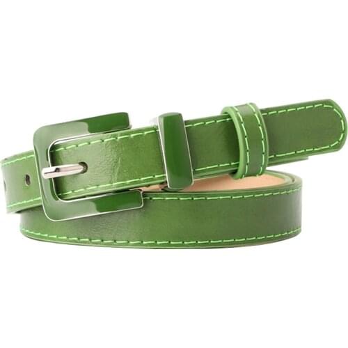 Belt For Women Alloy Buckle Female Jeans Belt Oil Drop Leather Ladies Dress Waist Belt Wild Black Green Waistband