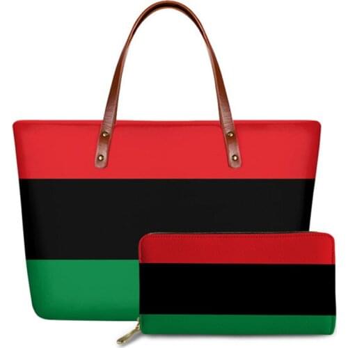 INJERSDESIGNS Luxury Handbags&Purse Set African Girl Tote Bags For Women 2020 Flag Pattern Shoulder Bag Fashion Females Handbag