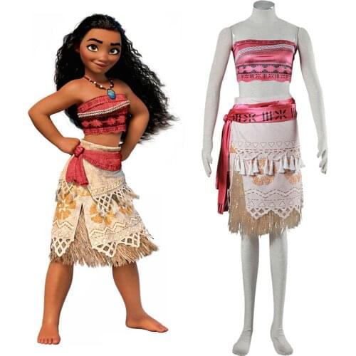 Hot Movie Moana Princess Dress Women Kids Costume Cosplay Princess Vaiana Costume Skirt Halloween Cosplay Costume Gift