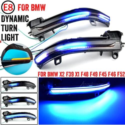 Blue Yellow LED Dynamic Turn Signal Light For BMW X2 X1 F48 F49 1/2 Series F45 F46 F52 Sedan Side Wing Mirror Indicator Blinker