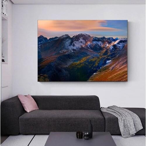 Scandinavian Nature Scenery Canvas Painting Mountain Top Sunset Wall Art Poster and Print Modern Art Picture Home Decor