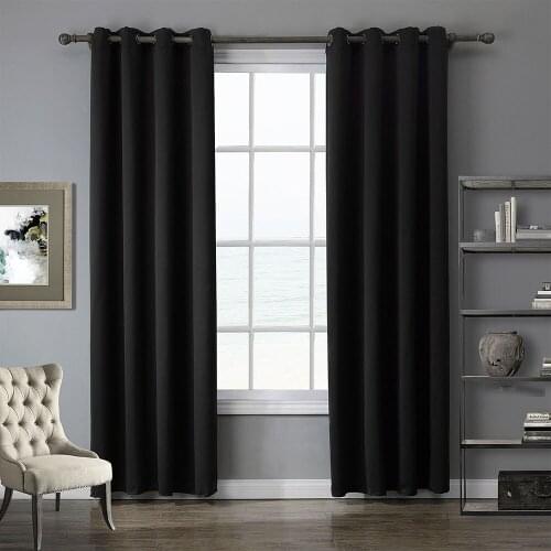 Lychee Modern Blackout Curtains For Window Treatment Black Color Shade Curtains for Living Room Bedroom Window Curtain Drape