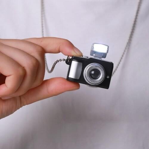 Creative Simulation Kawaii Mini Camera LED Glow Sound Camera Keychain Necklace Pendant Birthday Gift Toys