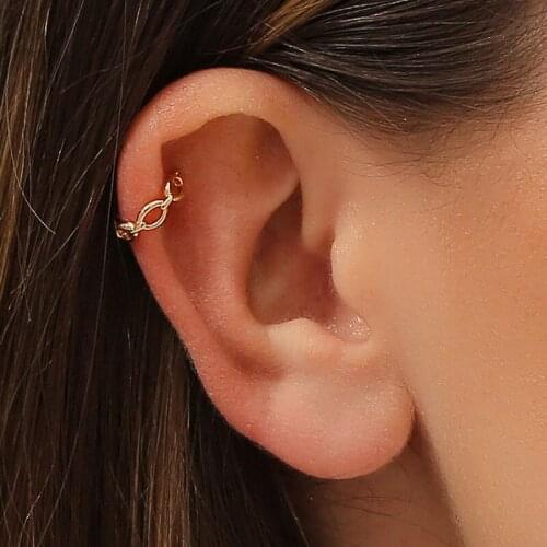 Women Minimalist Geometric Hollow Non-Pierced Ear Cuff Clips on Earrings Gold Silver Color Earcuffs Ear Cartilage Clip Jewelry