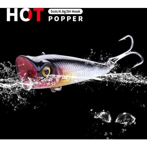 1pcs 5cm 5g Big Mouth Popper Floating Lure Artificial Wobbler Hard Bait for Bass Pike