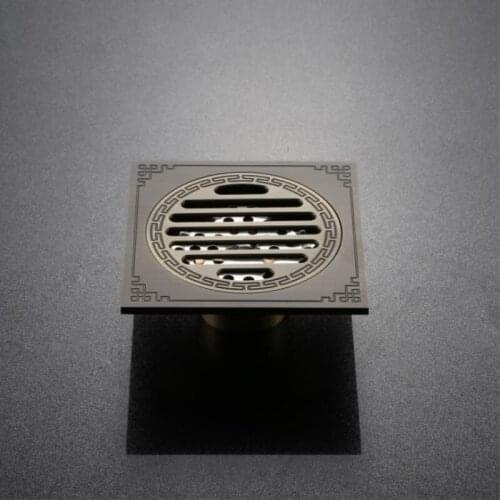 1pc Square Thick Brass Blue Ancient Floor Drain Deodorant Bathroom Floor Drain