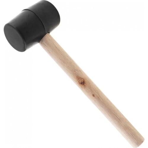 230g Black Non-elastic Rubber Hammer Tile Hammer with Round Head and Wooden Handle for DIY Hand Tool