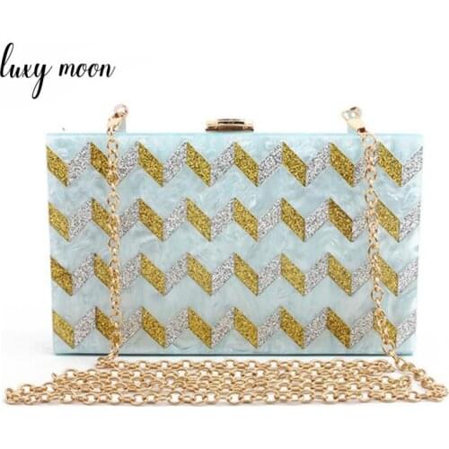 Acrylic Evening Clutch Bags For Women 2019 Geometric Pattern Sequined Wedding Clutch Purses and Handbags Shoulder Bag ZD1120