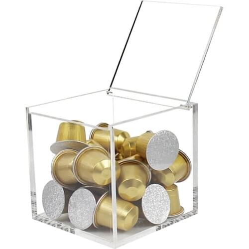 Dust-proof Acrylic Coffee Capsule Storage Box Holder Organization Transparent Box For 50 Nespresso Capsules Pods