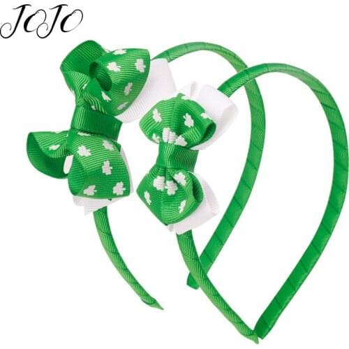 JOJO BOWS DIY Craft Supplies Clover Printed Head Buckle Headwear Decoration Accessory Grosgrain Ribbon Hairband Hair Accessories