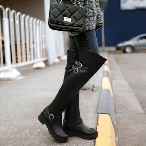 Fashion trend knight boots autumn and winter new all-match solid color plus velvet mid-heel high heel womens shoes