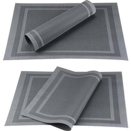 Grey Black PVC Placemats For Table Dining Cup Coaster Plastic Washable Heat-resistant Tableware Kitchen Tool Mats Coffee Brown