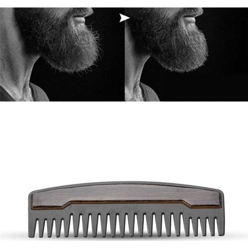 Mens Beard Brush & Comb Boar Bristles Mustache Shaving Brush Stainless Steel Beard Comb Facial Hair Brush