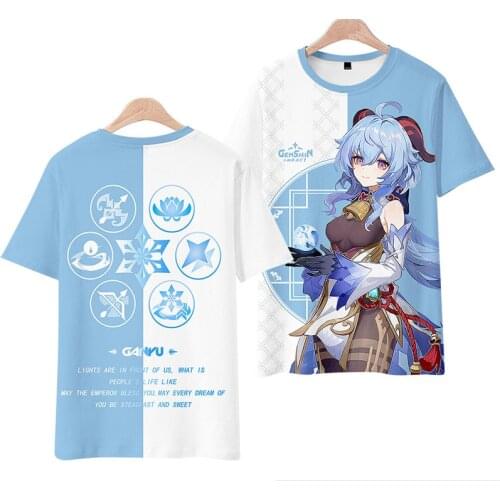 Genshin Impact Ganyu T-Shirts Game 3D Print Streetwear Anime Girl Cosplay Fashion T Shirt Harajuku Tees Tops Summer Short Sleeve