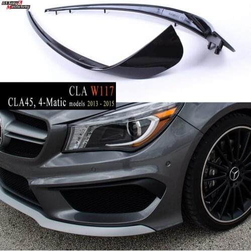 Gloss Black CLA45 Style Front Bumper Canards for CLA Class C117 X117 W117 2013 - 2015 CLA 45 & Sports Models